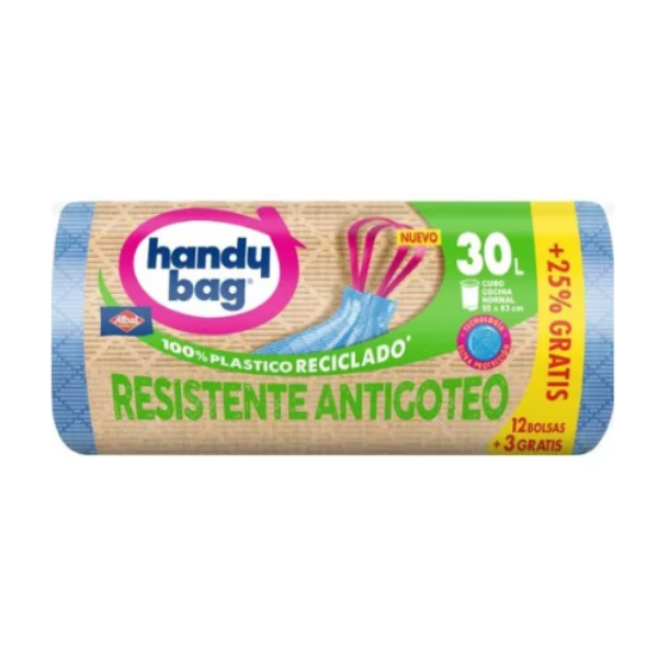 Handy Bag bolsas basura Antigoteo 30L12 + 3 bolsas Gratis